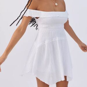UO Aubrey Off-The-Shoulder Mini Dress White Size XL